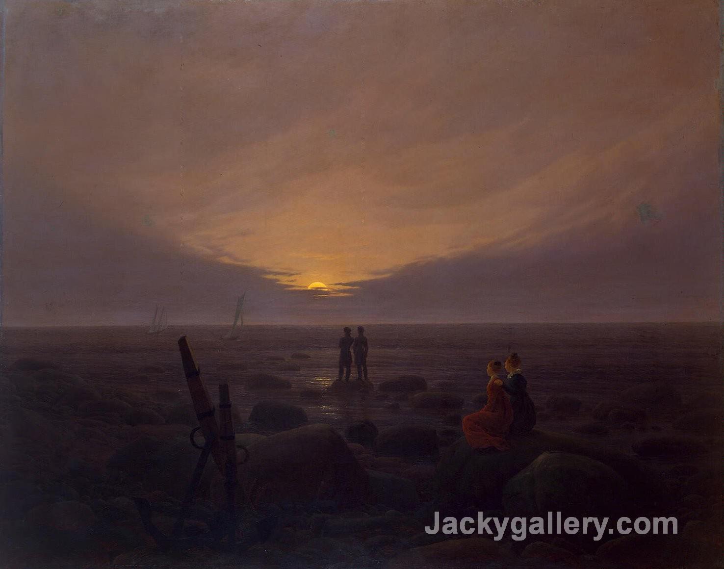 Twilight at seaside by Caspar David Friedrich paintings reproduction